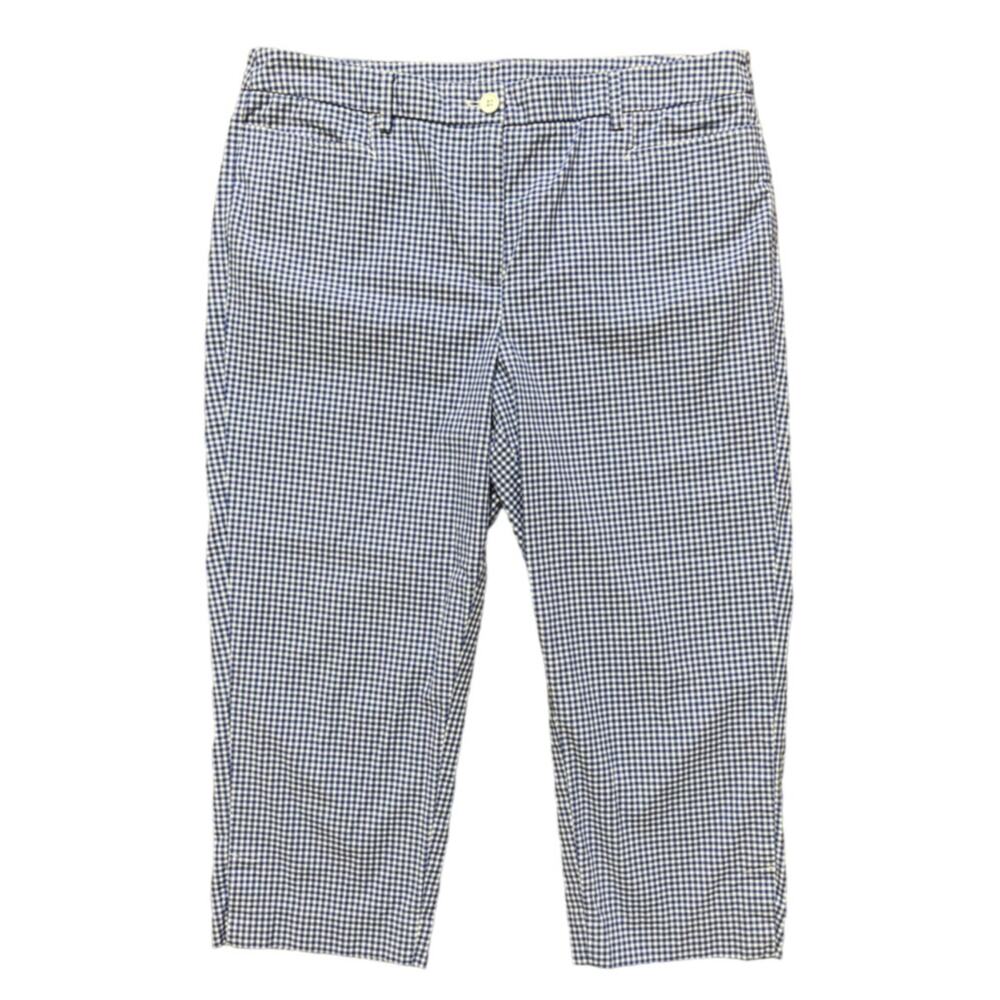 TALBOTS Perfect Skimmer Gingham Plaid Cropped Pants in Blue & White  SZ 12